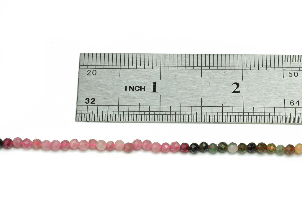 Tourmaline Round Beads 3mm - 15.5 inch - Faceted Round Gemstone Beads - Natural Stone Beads - 3x3m - NS1520 - DOMEDBAZAAR