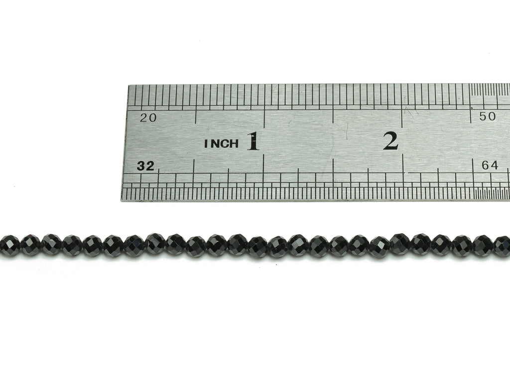 Black Tourmaline Round Beads 4mm - 15.5 inch - Faceted Round Gemstone Beads - Natural Stone Beads  - 4x4m - NS1540 - DOMEDBAZAAR