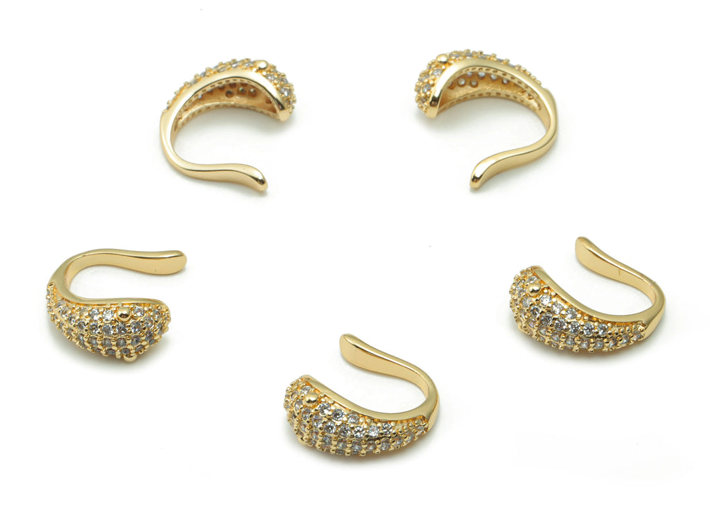 MJ100704 Cuff  Earring - Brass - Ear Cuff - Zircon  Earring - 18K Real Gold Plating - DOMEDBAZAAR