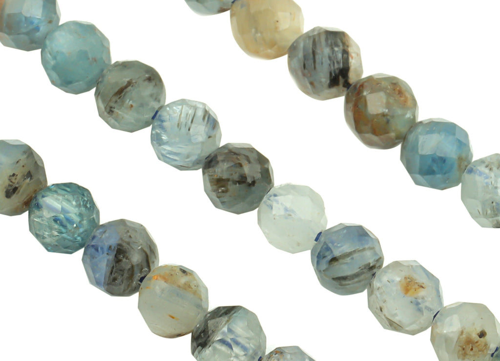 Kyanite Round Beads 4mm - 15.5 inch - Faceted Round Gemstone Beads - Natural Stone Beads - 4x4mm - NS1774 - DOMEDBAZAAR