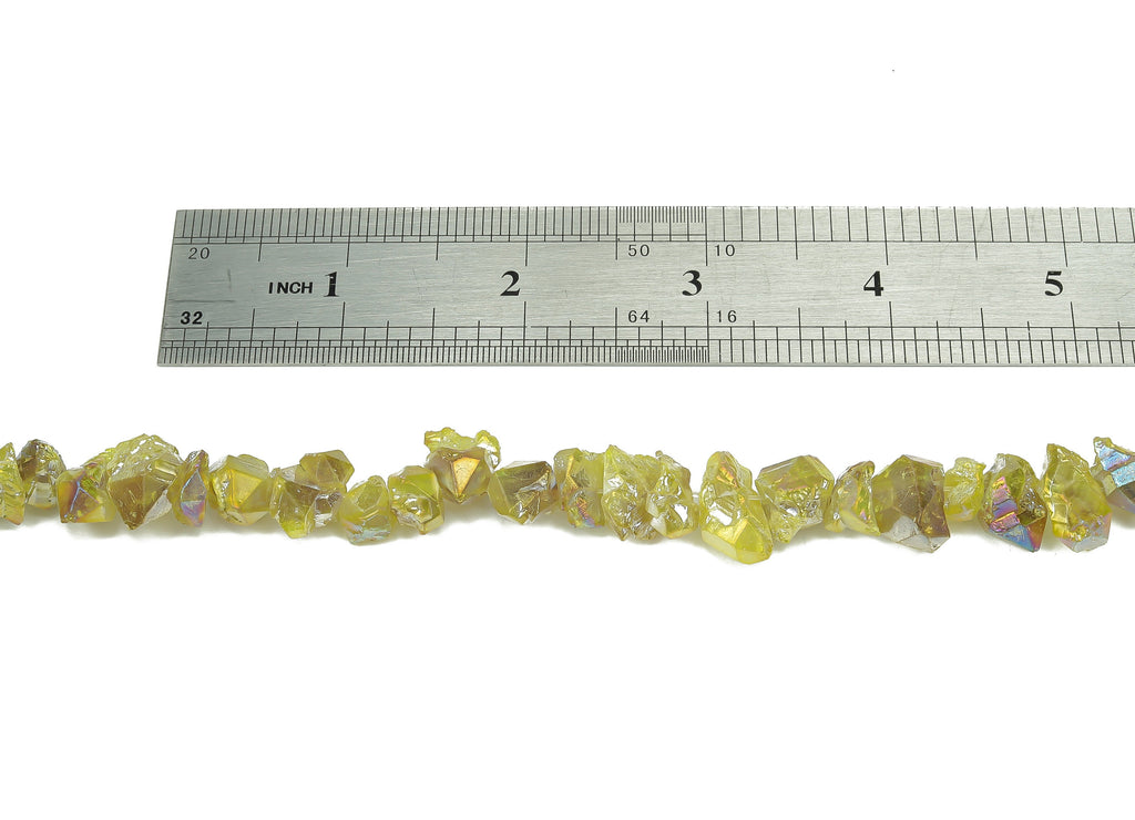Yellow Aura Raw Stone - 38cm / 1 strand - Quartz Crystal - Natural Stone Beads - Jewelry Making Supplies - 9.8x8.78x7.4mm - NS1858A - DOMEDBAZAAR