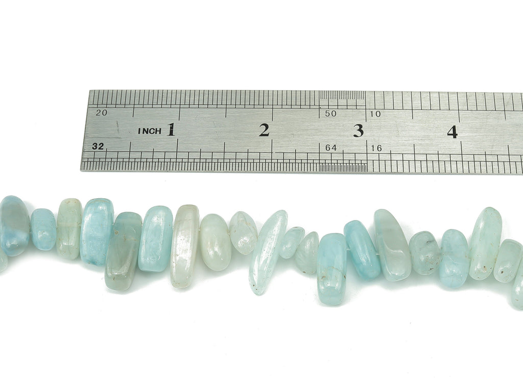 Aquamarine Nugget Stone - 39cm / 1 strand - Large Chip - Natural Stone Beads - Jewelry Making Supplies - 23x8.25x7.92mm - NS1859E - DOMEDBAZAAR