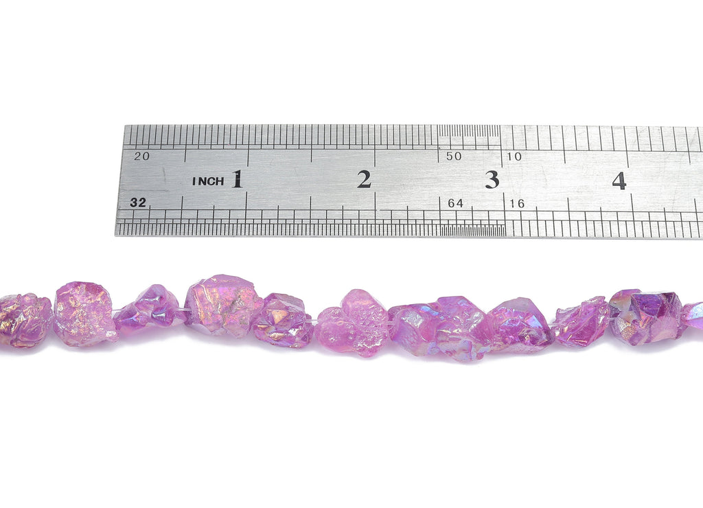 Purple Aura Raw Stone Beads - 37cm / 1 strand - Quartz Crystal - Natural Stone - Jewelry Making Supplies - 15.6x11.35x7.14mm - NS1858D - DOMEDBAZAAR