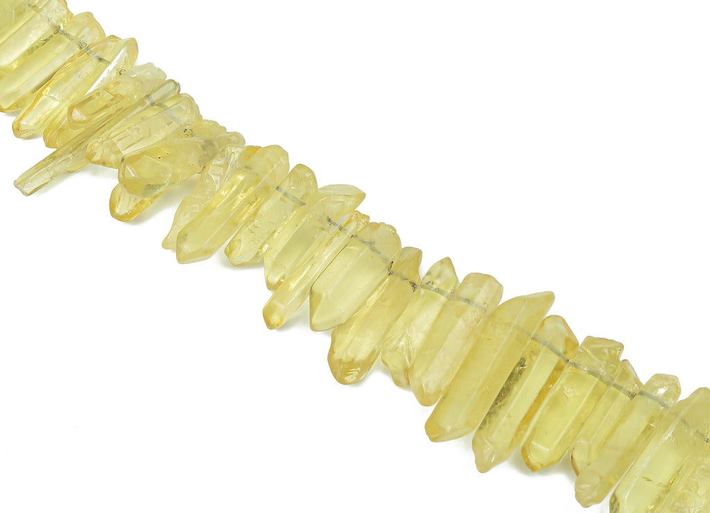 Yellow Aura Points Stone - 37cm / 1 strand - Quartz Crystal Spike Stone - Natural Stone Beads - Jewelry Supplies - 26x8.97x7mm - NS1857M - DOMEDBAZAAR