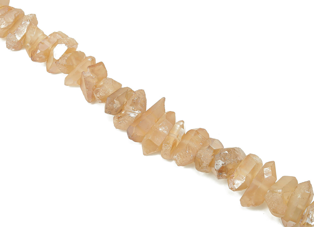 Tangerine Aura Points Faceted Stone - 37cm / 1 strand - Quartz Crystal Spike Stone - Natural Stone Beads - 24x11.3x8.04mm - NS1857L - DOMEDBAZAAR