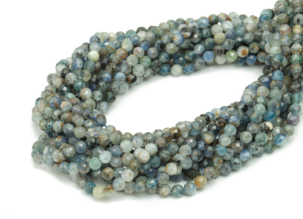 Kyanite Round Beads 4mm - 15.5 inch - Faceted Round Gemstone Beads - Natural Stone Beads - 4x4mm - NS1774 - DOMEDBAZAAR