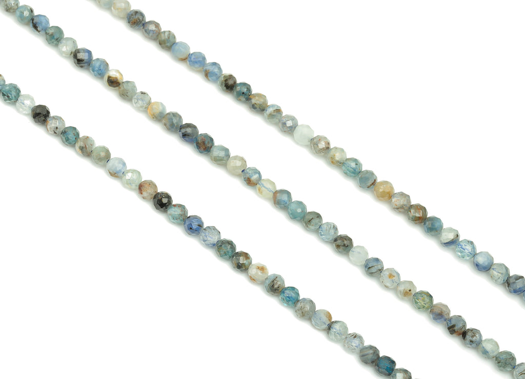 Kyanite Round Beads 4mm - 15.5 inch - Faceted Round Gemstone Beads - Natural Stone Beads - 4x4mm - NS1774 - DOMEDBAZAAR