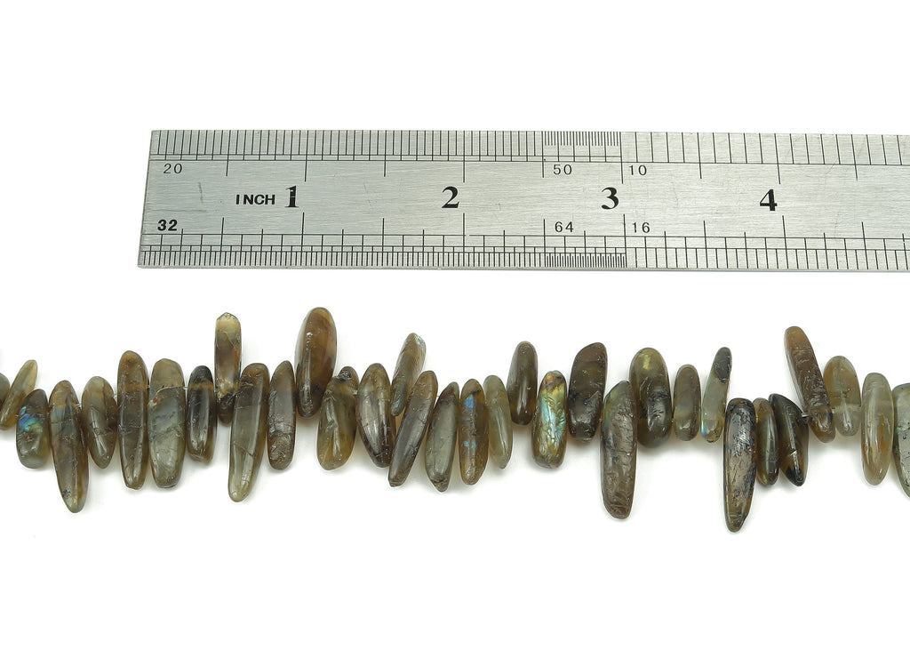 Labradorite Nugget Stone - 39cm / 1 strand - Large Chip - Natural Stone Beads - Jewelry Making Supplies - 16x7.25x6.24mm - NS1859H - DOMEDBAZAAR