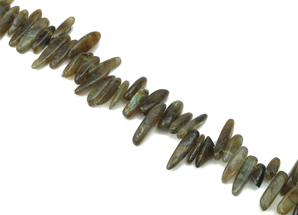 Labradorite Nugget Stone - 39cm / 1 strand - Large Chip - Natural Stone Beads - Jewelry Making Supplies - 16x7.25x6.24mm - NS1859H - DOMEDBAZAAR