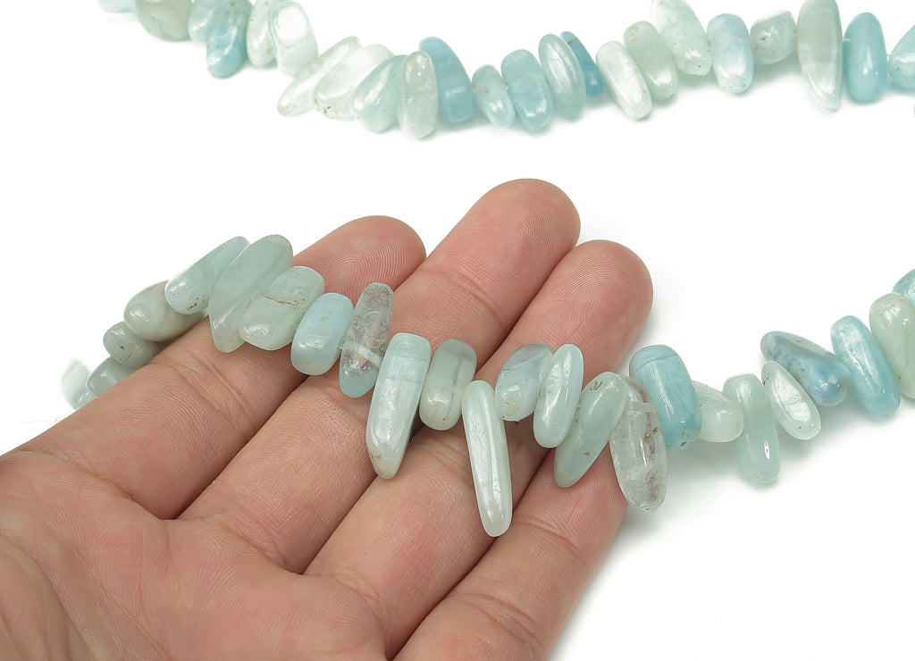 Aquamarine Nugget Stone - 39cm / 1 strand - Large Chip - Natural Stone Beads - Jewelry Making Supplies - 23x8.25x7.92mm - NS1859E - DOMEDBAZAAR