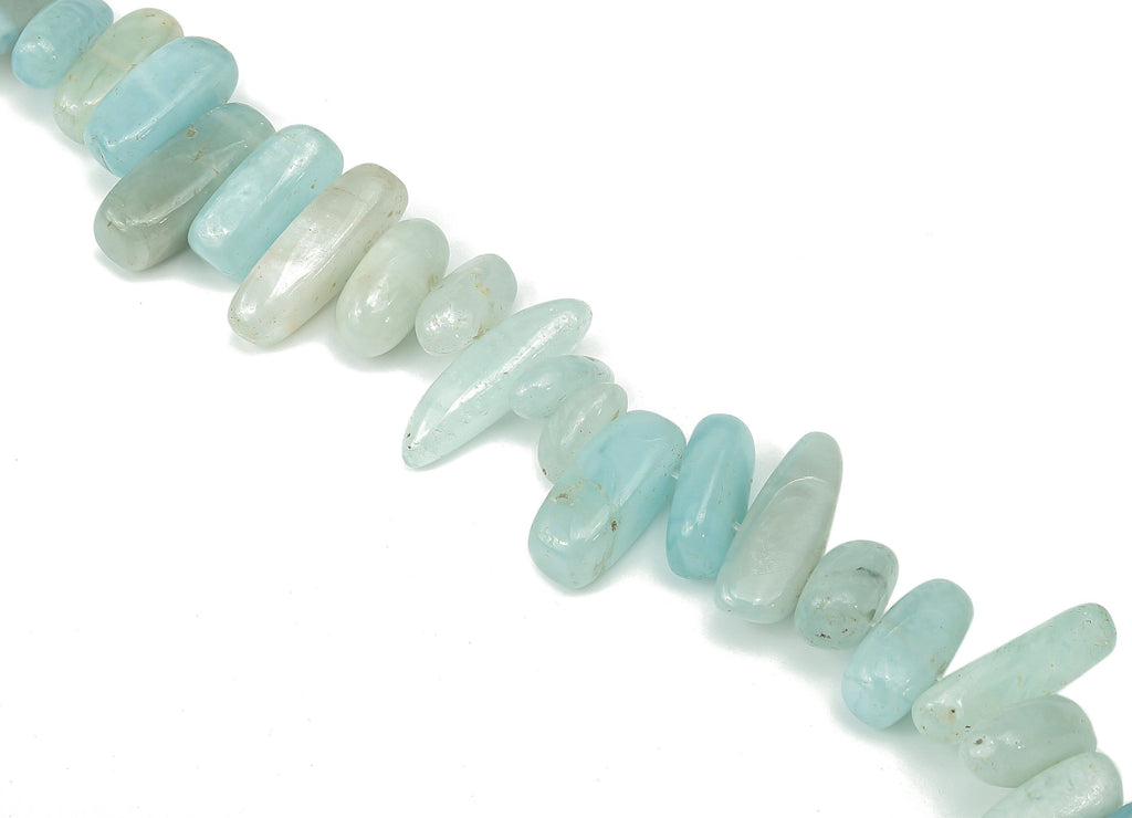 Aquamarine Nugget Stone - 39cm / 1 strand - Large Chip - Natural Stone Beads - Jewelry Making Supplies - 23x8.25x7.92mm - NS1859E - DOMEDBAZAAR