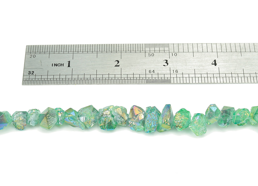 Green Aura Raw Stone Beads - 36cm / 1 strand - Quartz Crystal - Natural Stone - Jewelry Making Supplies - 12.2x9.58x6.69mm - NS1858C - DOMEDBAZAAR