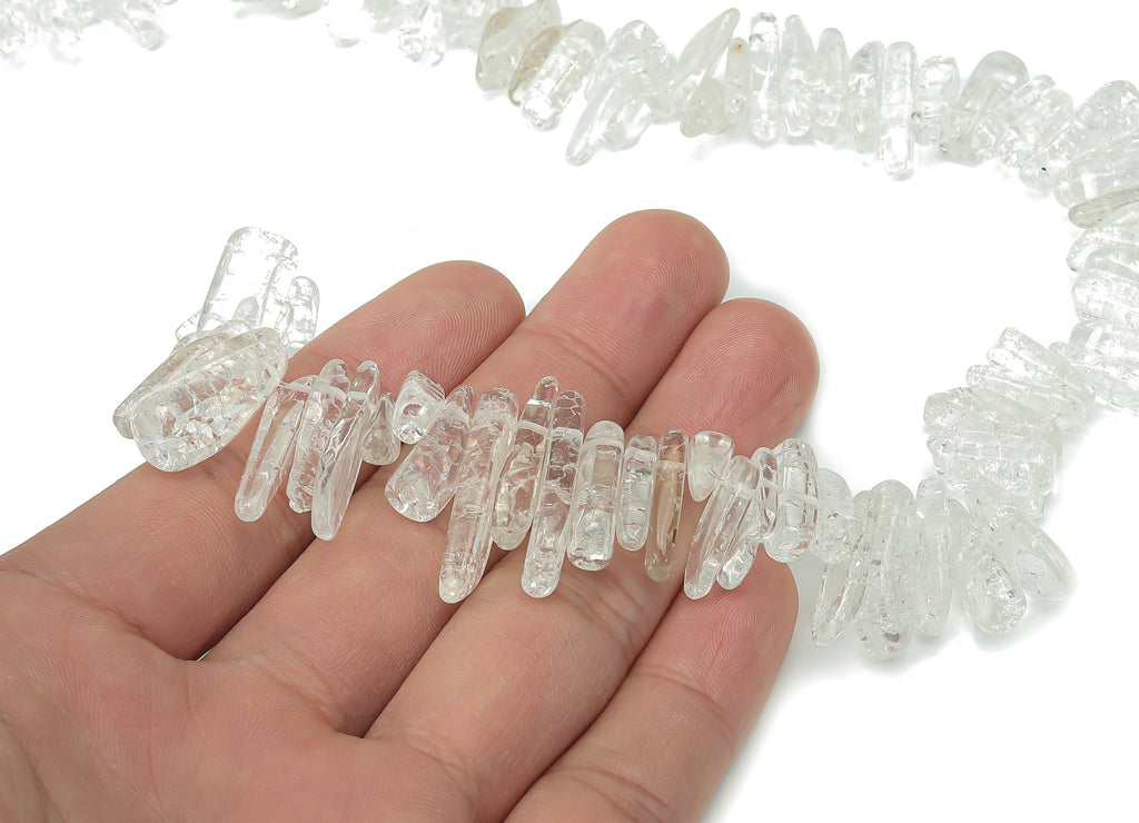 Clear Quartz Nugget Stone - 35cm / 1 strand - Large Chip - Natural Stone Beads - Jewelry Making Supplies - 25x8.33x5.42mm - NS1859J - DOMEDBAZAAR