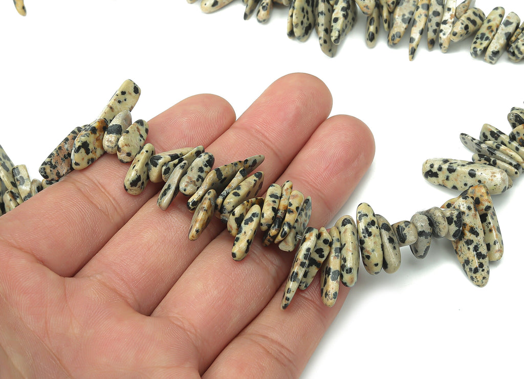 Dalmatian Nugget Stone - 45cm / 1 strand - Large Chip - Natural Stone Beads - Jewelry Making Supplies - 16x7.78x4.48mm - NS1859G - DOMEDBAZAAR