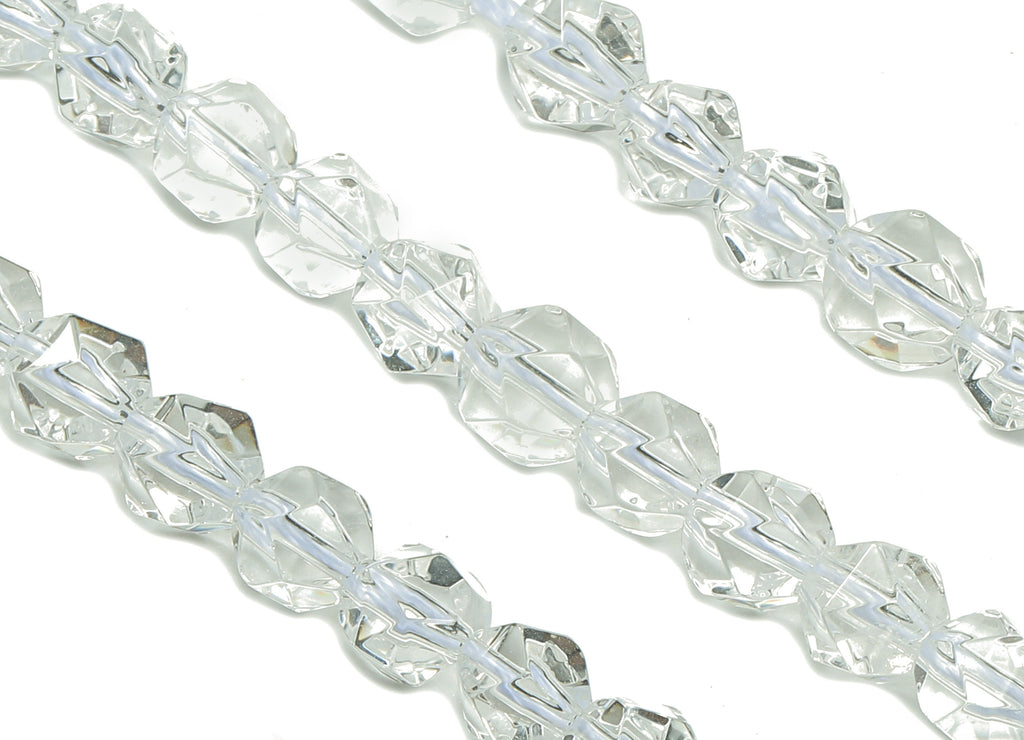 Faceted Round Crystal Beads - Clear Quartz Gemstone Beads - 15.5&quot; /63PCS/ 1 Strand - 6.5x5.5mm - Natural Stone Beads - NS1873 - DOMEDBAZAAR