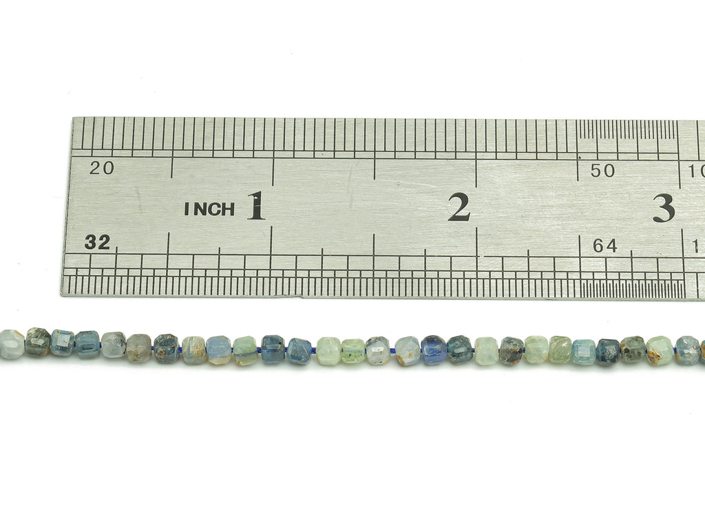 Faceted Cube Gemstone Beads - 3mm Kyanite Cube Beads Crystal - 15.5&quot; /1 Strand - 3x2.9mm - Natural Stone Beads - NS1884 - DOMEDBAZAAR