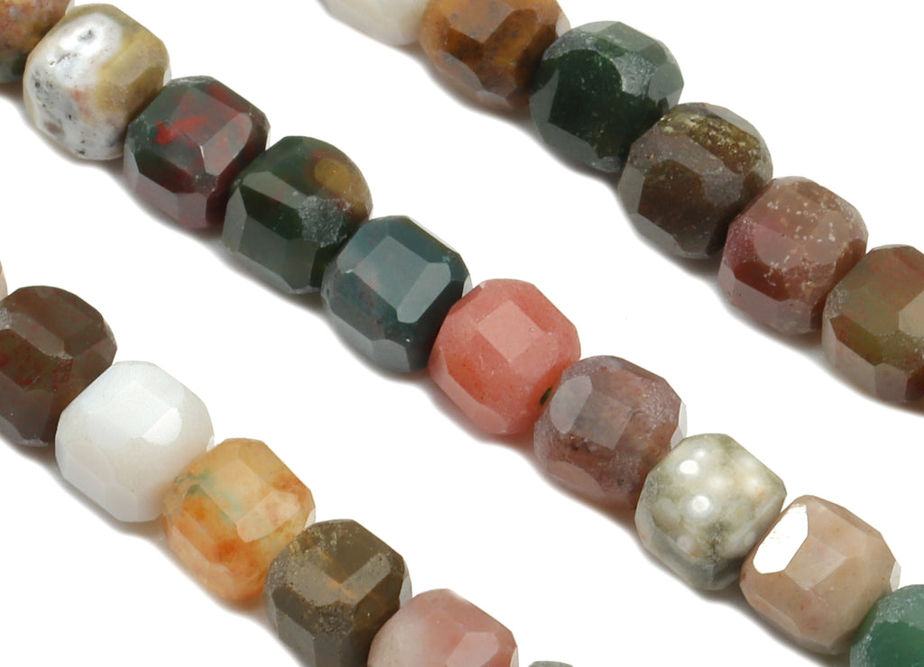 Faceted Cube Gemstone Beads - 3mm Seastone Cube Beads Crystal - 15.5&quot; /1 Strand - 3.3x3.2mm - Natural Stone Beads - NS1878 - DOMEDBAZAAR