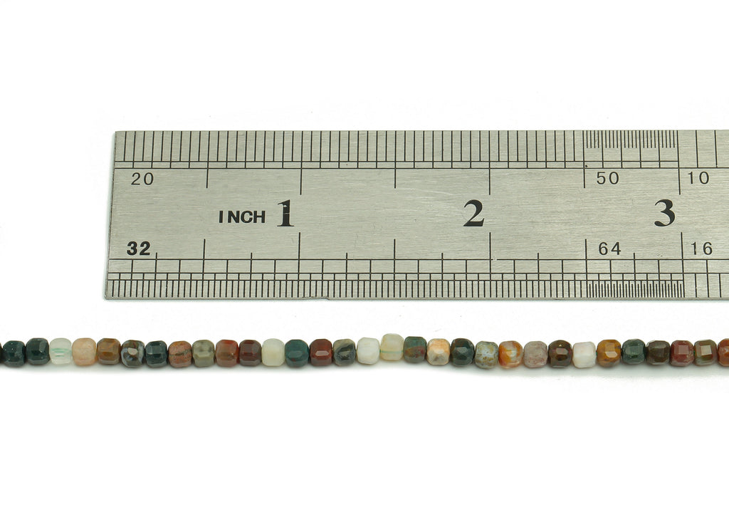 Faceted Cube Gemstone Beads - 3mm Seastone Cube Beads Crystal - 15.5&quot; /1 Strand - 3.3x3.2mm - Natural Stone Beads - NS1878 - DOMEDBAZAAR