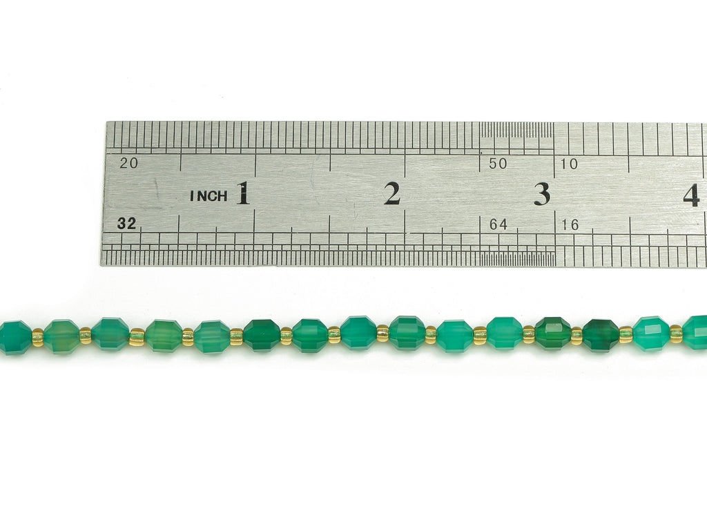 Faceted Round Gemstone Beads - 6mm Green Agate Round Beads Crystal - 15.5&quot; /1 Strand - 6.3x5.6mm - Natural Stone Beads - NS1883 - DOMEDBAZAAR