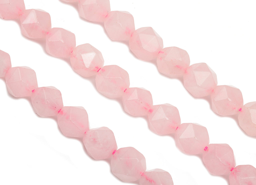 Faceted Hexagon Gemstone Beads - Rose Quartz Hexagon Beads - 15.5&quot; /1 Strand - 10.6x9.02mm - Natural Stone Beads - NS1886 - DOMEDBAZAAR
