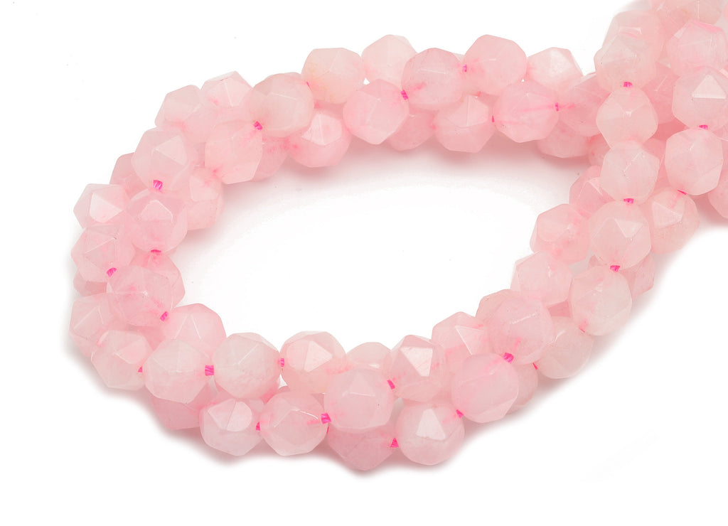 Faceted Hexagon Gemstone Beads - Rose Quartz Hexagon Beads - 15.5&quot; /1 Strand - 10.6x9.02mm - Natural Stone Beads - NS1886 - DOMEDBAZAAR