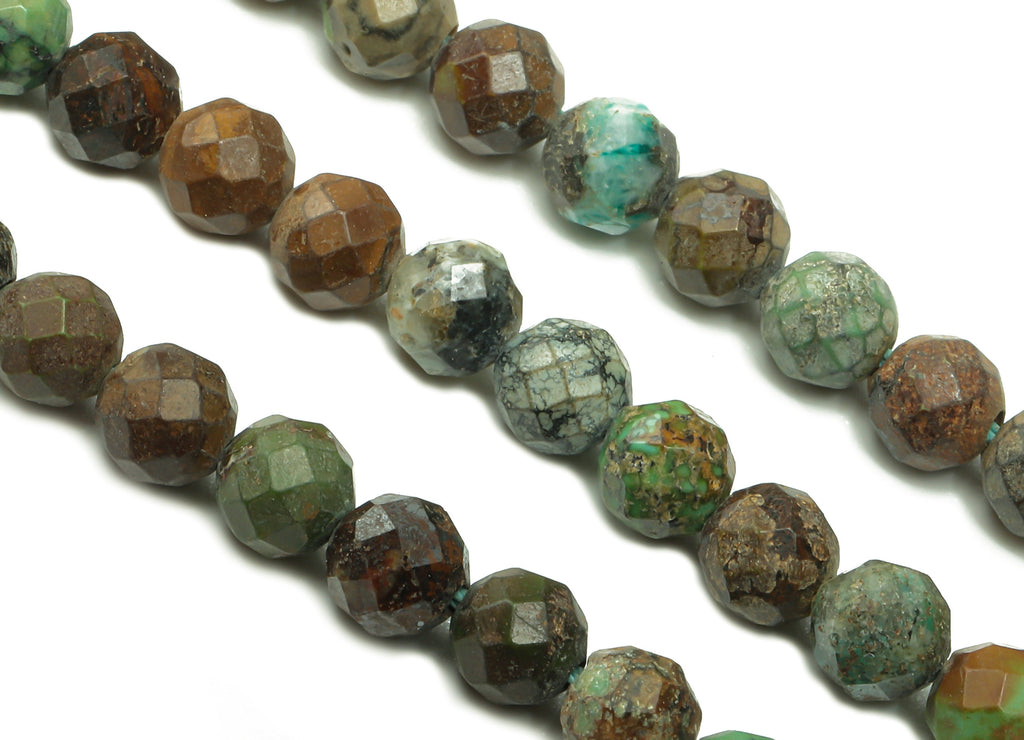 Faceted Turquoise Beads - 4mm Gemstone Beads Round Crystal - 15.5&quot; /1 Strand - Natural Stone Beads - 3.72x3.72x3.72mm - NS1888 - DOMEDBAZAAR