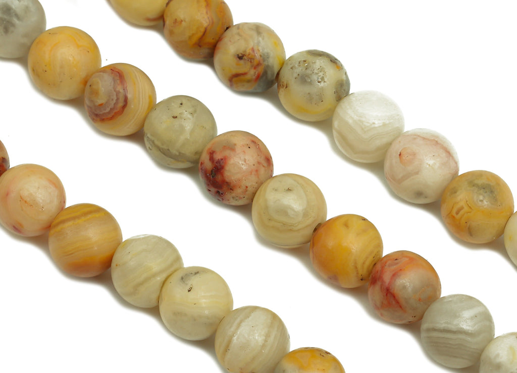 Round Gemstone Beads - 6mm Crazy Agate Beads Round Crystal - 15.5&quot; /63PCS/ 1 Strand - 6.4x6.1mm - Natural Stone Beads - NS1868 - DOMEDBAZAAR