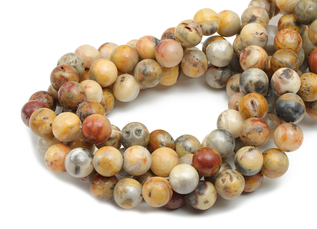 Round Gemstone Round Beads - 10mm Crazy Agate Crystal Beads - 15.5&quot; /38PCS/ 1 Strand - 10x9.9mm - Natural Stone Beads - NS1870 - DOMEDBAZAAR