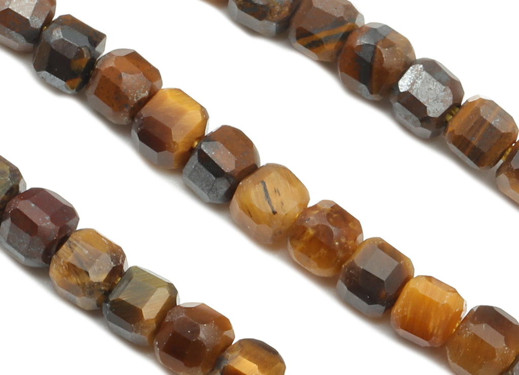 Faceted Cube Gemstone Beads - Tigereye Cube Beads Crystal - 15.5&quot; / 1 Strand - 2.8x2.5mm - Natural Stone Beads - NS1871 - DOMEDBAZAAR