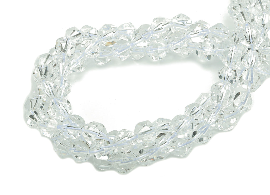 Faceted Round Crystal Beads - Clear Quartz Gemstone Beads - 15.5&quot; /63PCS/ 1 Strand - 6.5x5.5mm - Natural Stone Beads - NS1873 - DOMEDBAZAAR