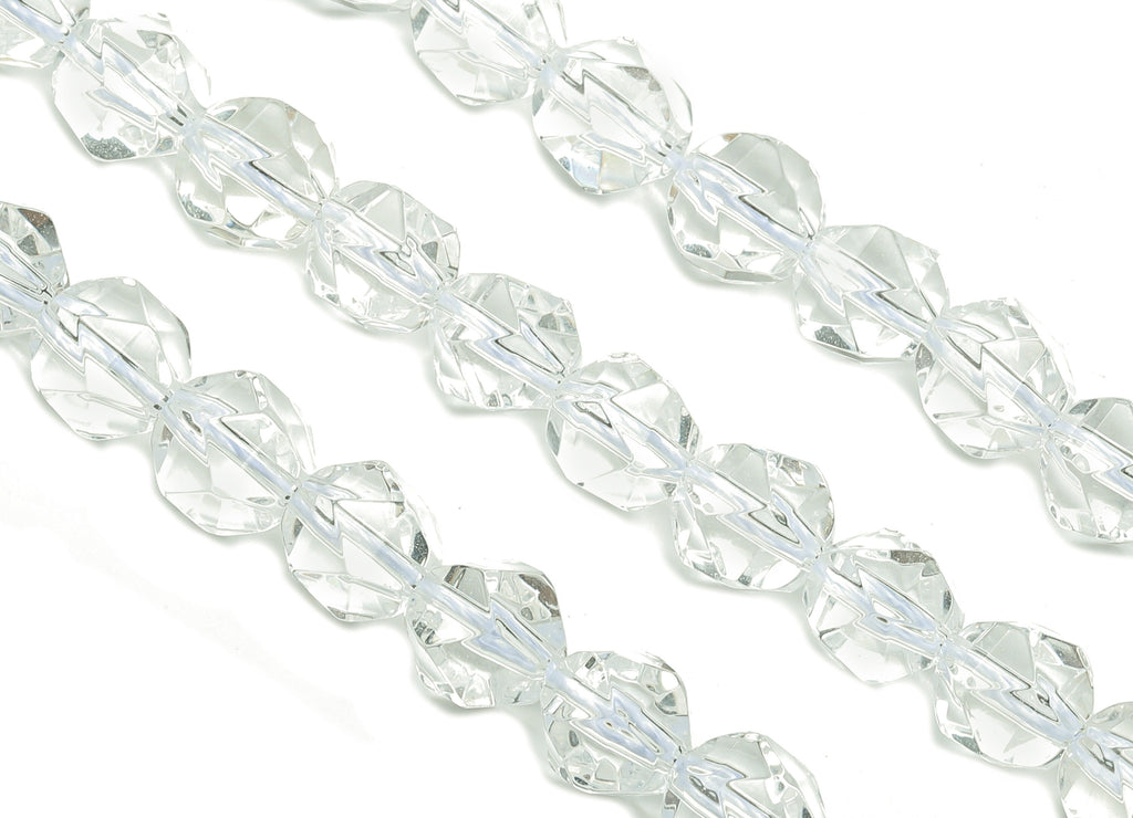 Faceted Round Gemstone Beads - Clear Quartz Round Beads Crystal - 15.5&quot; /47PCS/ 1 Strand - 7.2x7.1mm - Natural Stone Beads - NS1874 - DOMEDBAZAAR