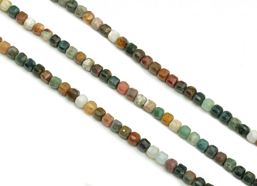 Faceted Cube Gemstone Beads - 3mm Seastone Cube Beads Crystal - 15.5&quot; /1 Strand - 3.3x3.2mm - Natural Stone Beads - NS1878 - DOMEDBAZAAR