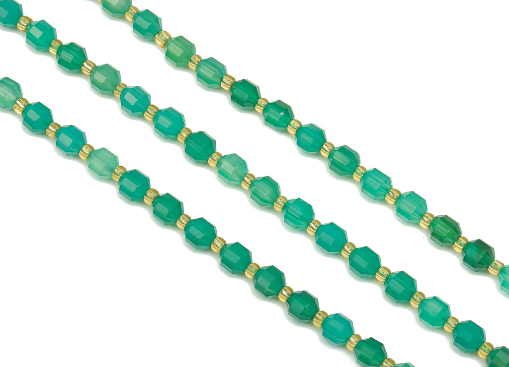 Faceted Round Gemstone Beads - 6mm Green Agate Round Beads Crystal - 15.5&quot; /1 Strand - 6.3x5.6mm - Natural Stone Beads - NS1883 - DOMEDBAZAAR