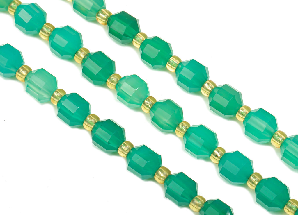 Faceted Round Gemstone Beads - 6mm Green Agate Round Beads Crystal - 15.5&quot; /1 Strand - 6.3x5.6mm - Natural Stone Beads - NS1883 - DOMEDBAZAAR
