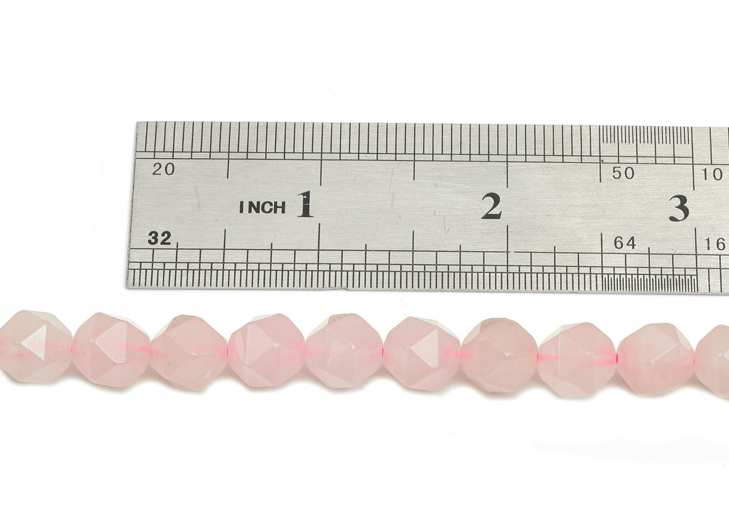 Faceted Hexagon Gemstone Beads - 8mm Rose Quartz Hexagon Beads Crystal - 15.5&quot; /1 Strand - 8.3x7.4mm - Natural Stone Beads - NS1885 - DOMEDBAZAAR