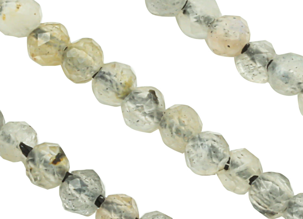Labradorite Natural Stone Round Beads - 1 Strand 15.5inch - Faceted Gemstone Beads - Natural Stone Beads - 2.4mm - 1.9x1.9x1.9mm - NS1860 - DOMEDBAZAAR