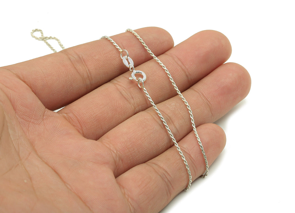 Silver Rope Chain - 45cm Finish Rope Chain - 925  Silver Chain - 925 Silver - For Necklace - 1x1mm - SI1016 - DOMEDBAZAAR