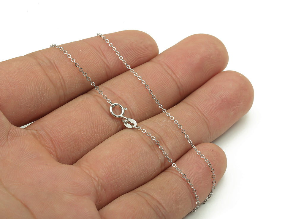 45cm Silver Cable Chain - Faceted Finish Chain - 925  Silver Chain - 925 Silver - For Necklace - 0.92x0.88x0.19mm - CC1221 - DOMEDBAZAAR