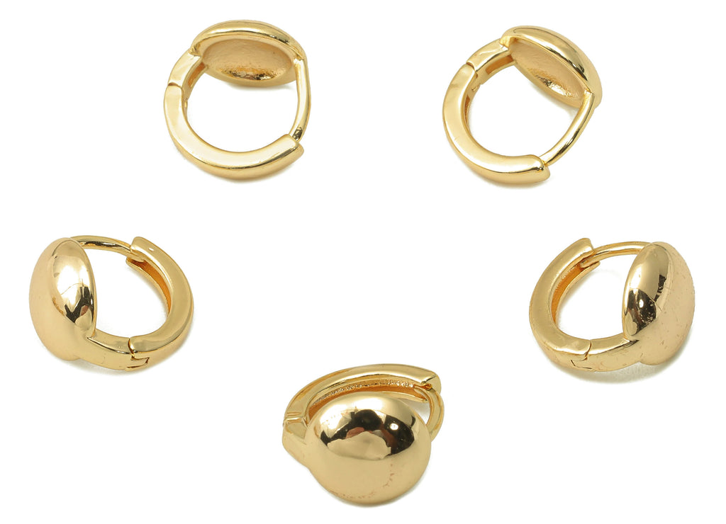 MJ100881 Huggie Hoop Wire Earring - Brass - Zircon Earring -  18K Real Gold Plating - DOMEDBAZAAR