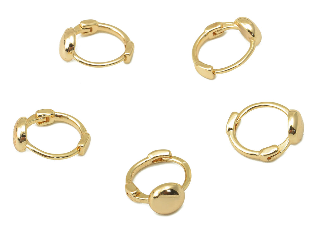 MJ100906 Huggie Hoop Wire Earring - Brass - 18K Real Gold Plating - DOMEDBAZAAR