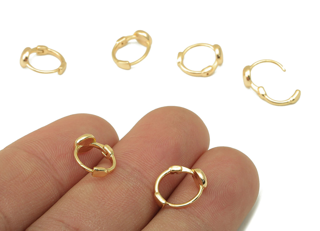 MJ100906 Huggie Hoop Wire Earring - Brass - 18K Real Gold Plating - DOMEDBAZAAR