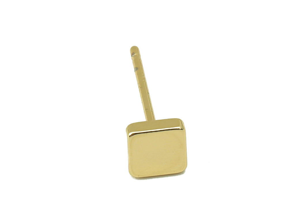 MJ100915 Push Back Stud Earring - Brass - Square Stud Earring - 316 Stainless Steel Stud - 18K Real Gold Plating - DOMEDBAZAAR