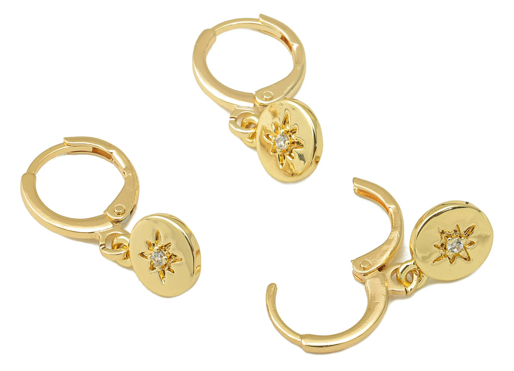 MJ100869 Leverback Earring - Brass - Zircon Earring -North Earring - 18K Real Gold Plating - DOMEDBAZAAR