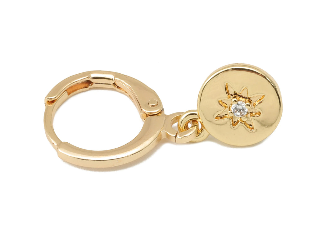 MJ100869 Leverback Earring - Brass - Zircon Earring -North Earring - 18K Real Gold Plating - DOMEDBAZAAR