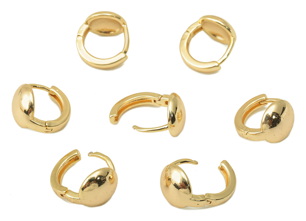 MJ100881 Huggie Hoop Wire Earring - Brass - Zircon Earring -  18K Real Gold Plating - DOMEDBAZAAR
