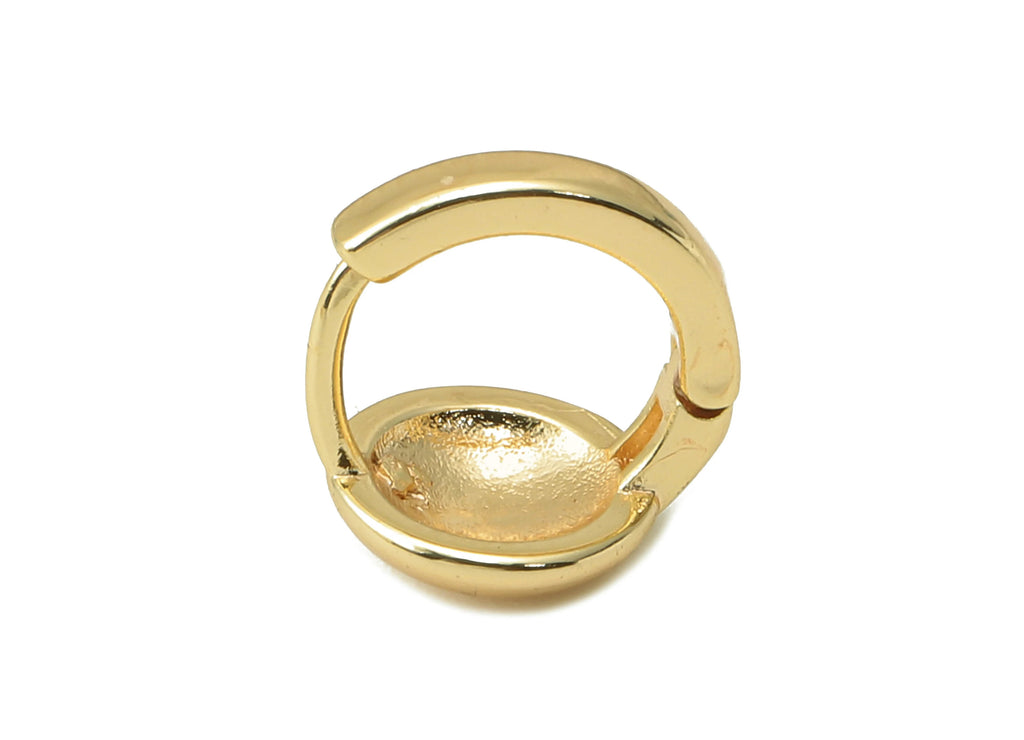 MJ100881 Huggie Hoop Wire Earring - Brass - Zircon Earring -  18K Real Gold Plating - DOMEDBAZAAR