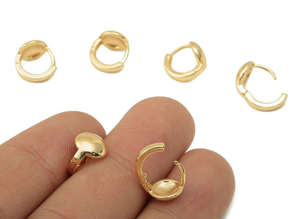 MJ100881 Huggie Hoop Wire Earring - Brass - Zircon Earring -  18K Real Gold Plating - DOMEDBAZAAR