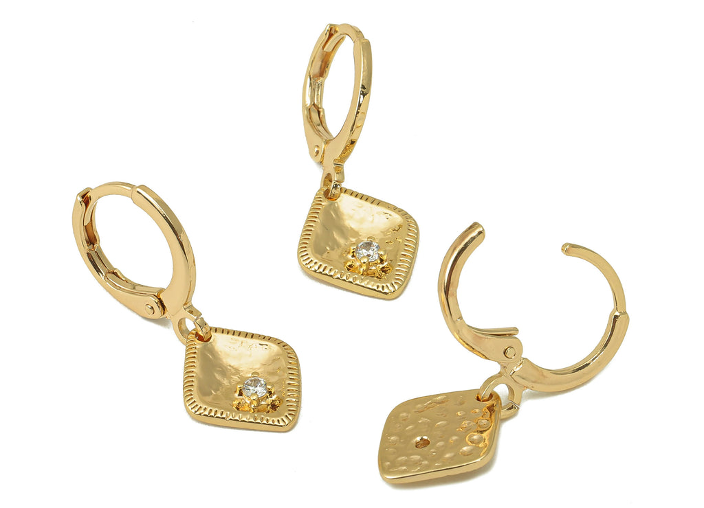 MJ100883 Leverback Earring - Brass - Zircon Earring - Moon Earring - 18K Real Gold Plating - DOMEDBAZAAR
