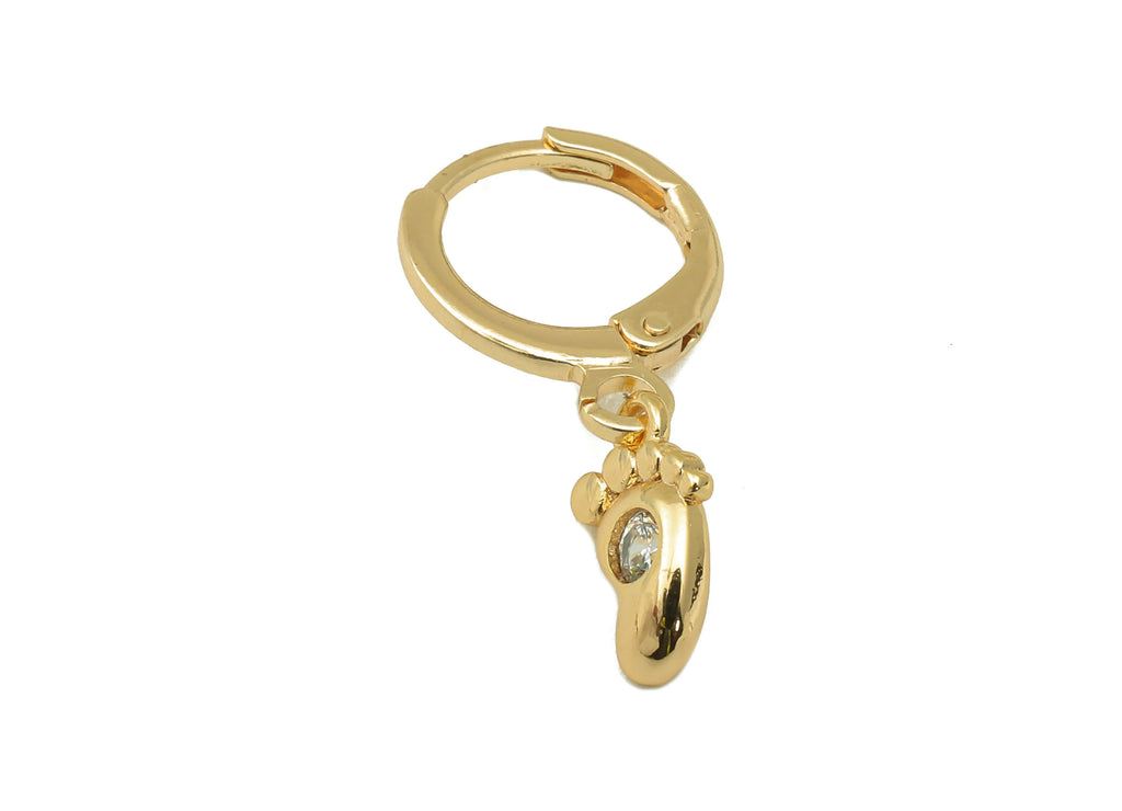 MJ100875 Leverback Earring - Brass - Zircon Earring - Baby Foot Earring - 18K Real Gold Plating - DOMEDBAZAAR
