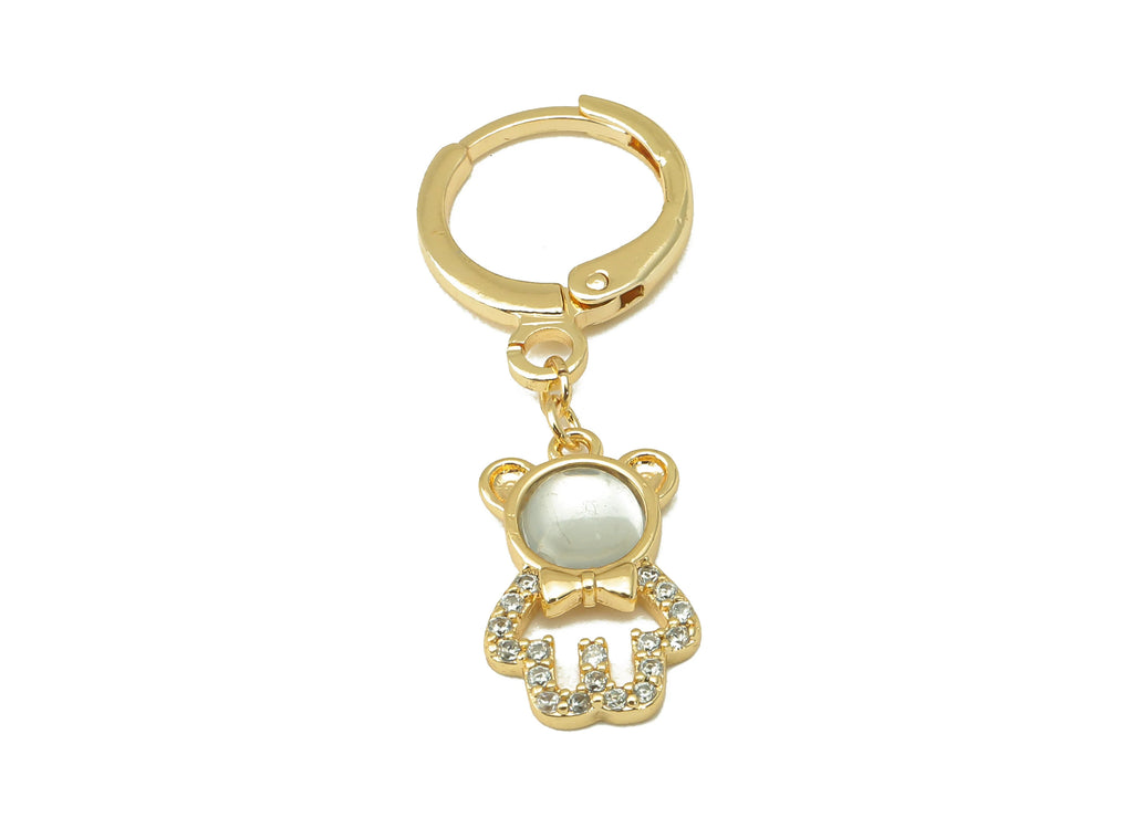 MJ100866 Leverback Earring - Brass - Zircon Earring - Astronaut Earring - 18K Real Gold Plating - DOMEDBAZAAR
